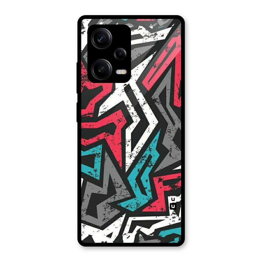 Rugged Strike Abstract Glass Back Case for Redmi Note 12 Pro