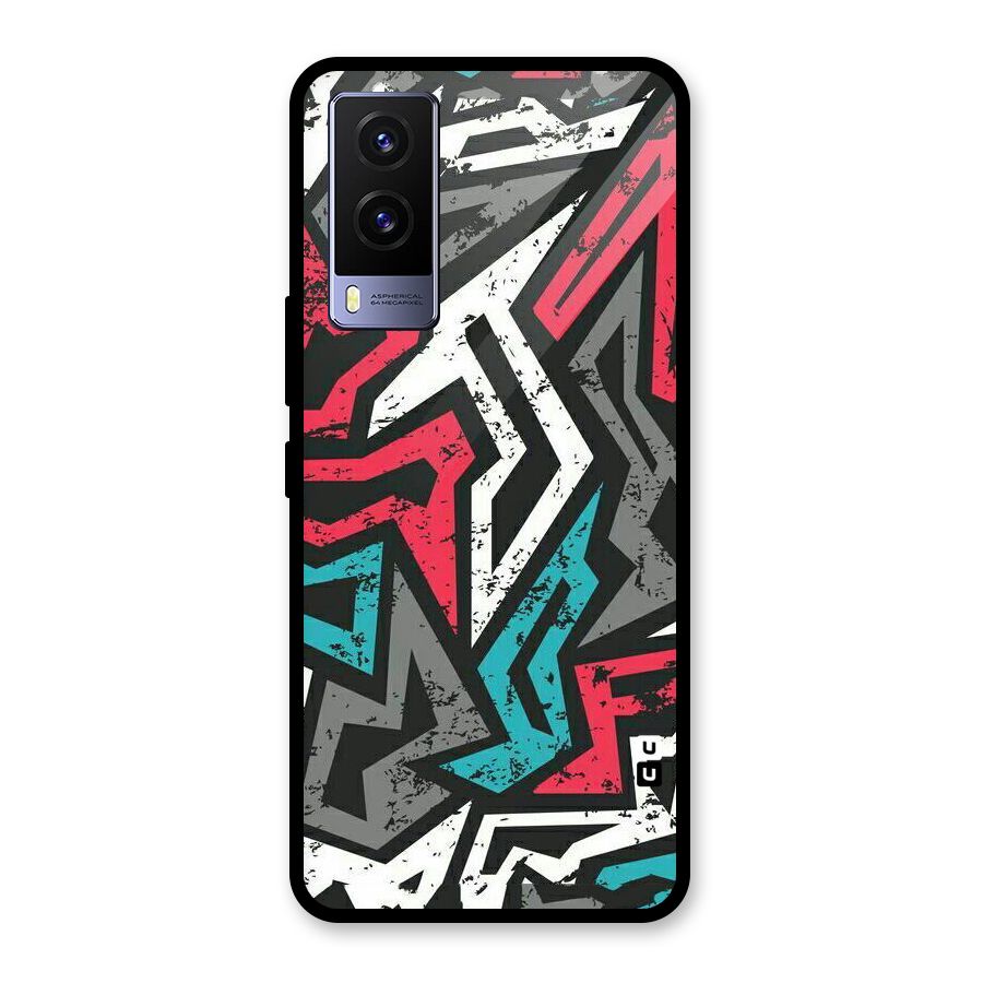Rugged Strike Abstract Glass Back Case for Vivo V21e 5G