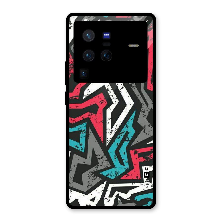 Rugged Strike Abstract Glass Back Case for Vivo X80 Pro