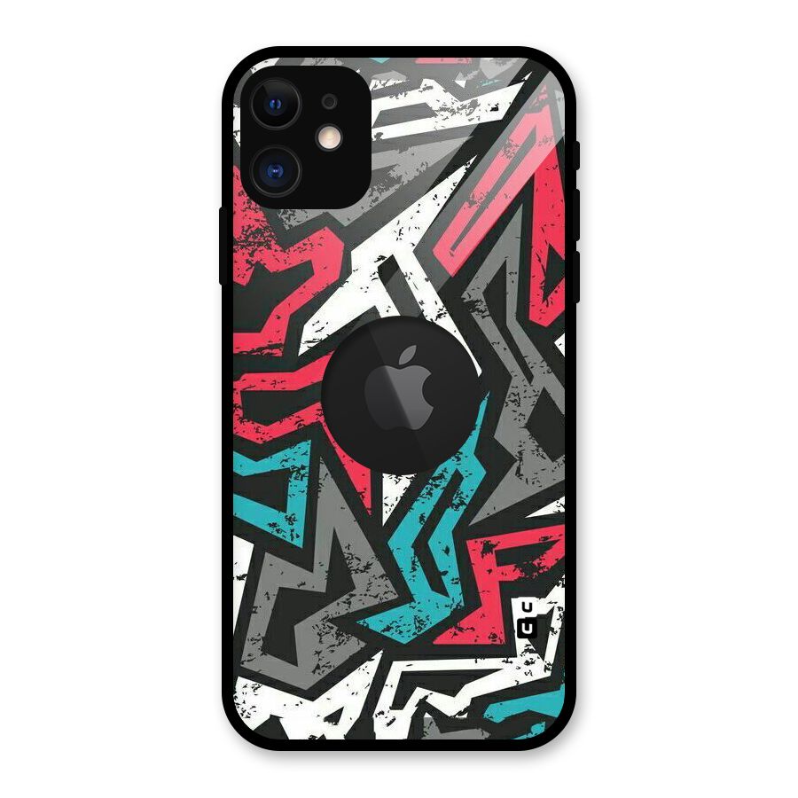 Rugged Strike Abstract Glass Back Case for iPhone 11 Logo Cut