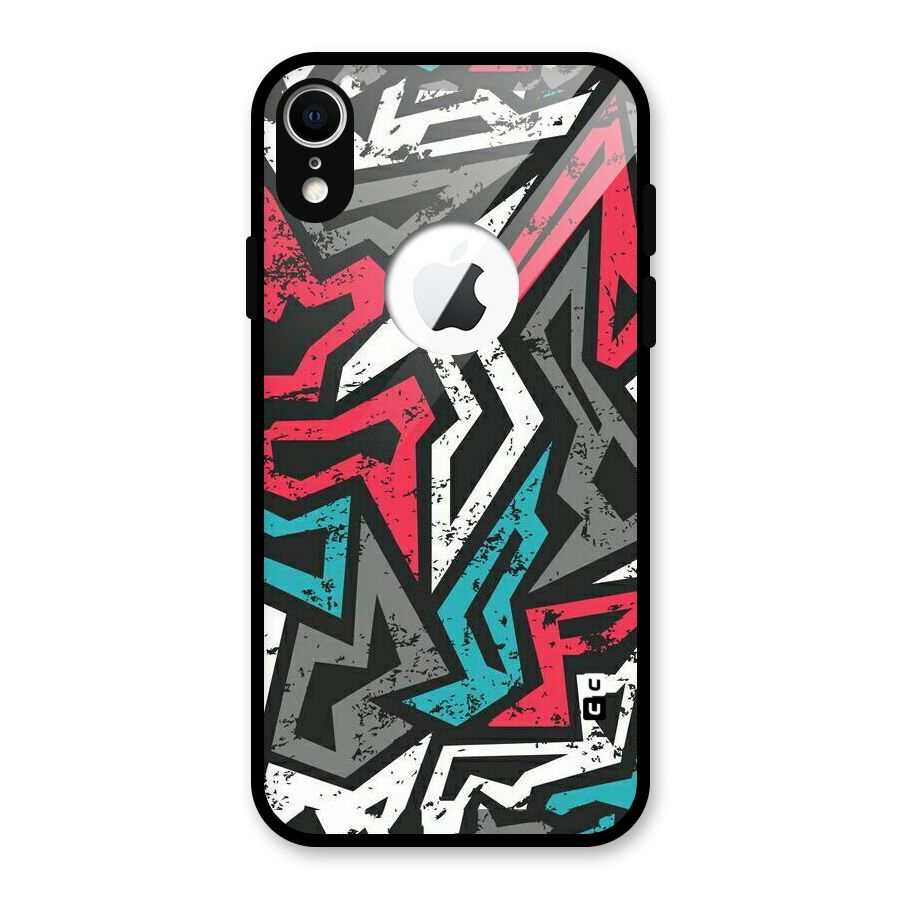 Rugged Strike Abstract Glass Back Case for iPhone XR Logo Cut