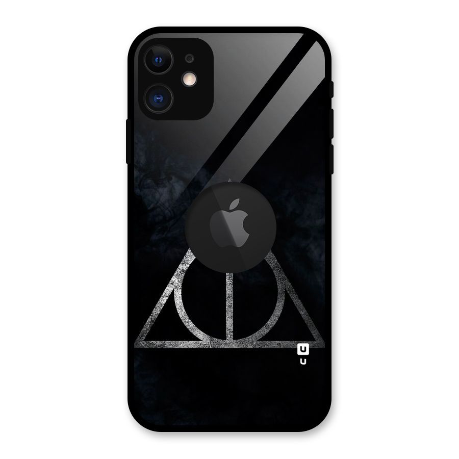 Rugged Triangle Design Glass Back Case for iPhone 11 Logo Cut