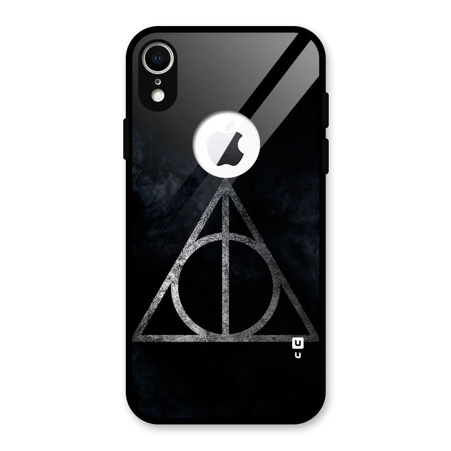 Rugged Triangle Design Glass Back Case for iPhone XR Logo Cut