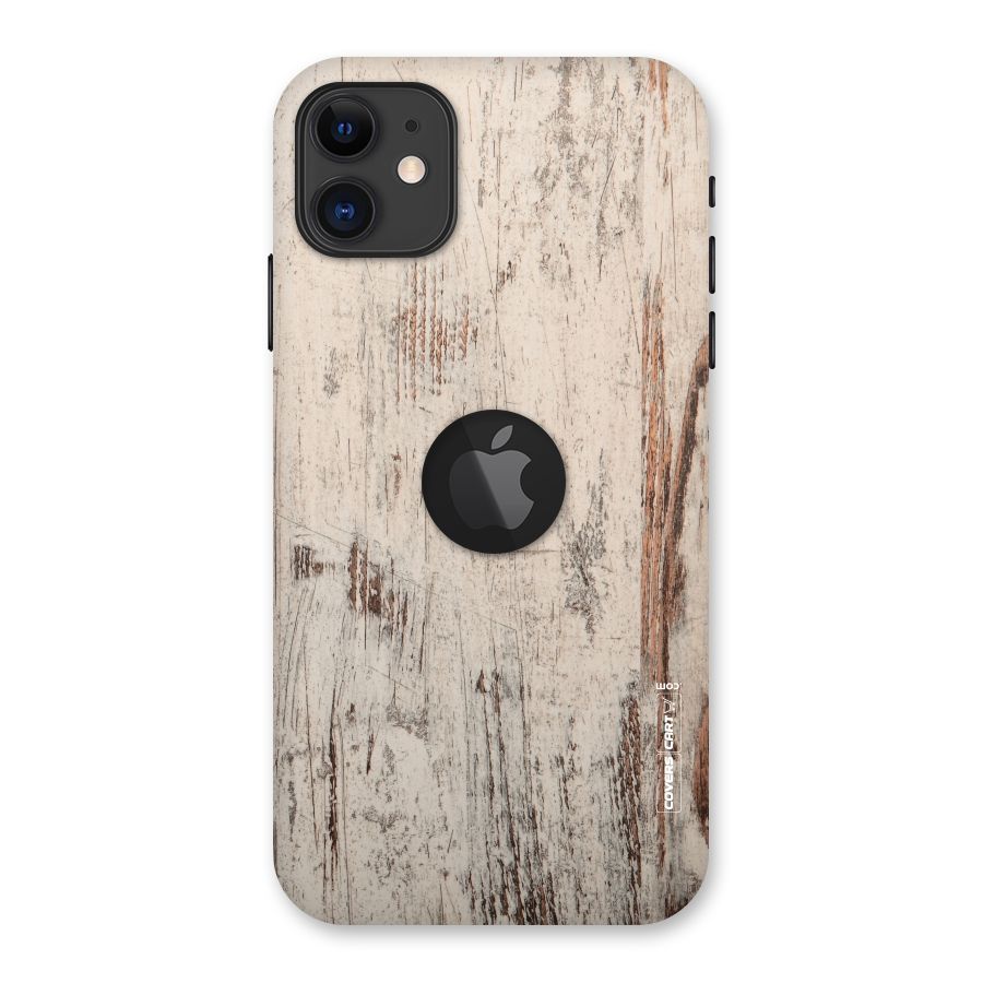 Rugged Wooden Texture Back Case for iPhone 11 Logo Cut
