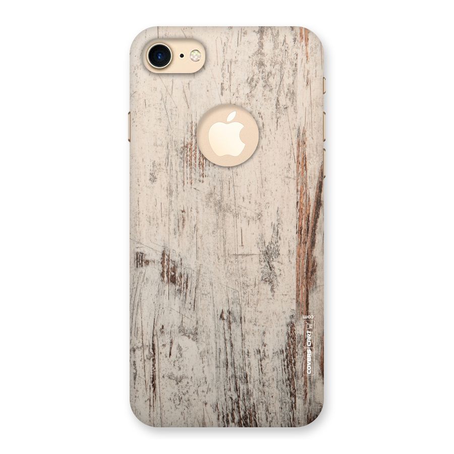 Rugged Wooden Texture Back Case for iPhone 7 Logo Cut