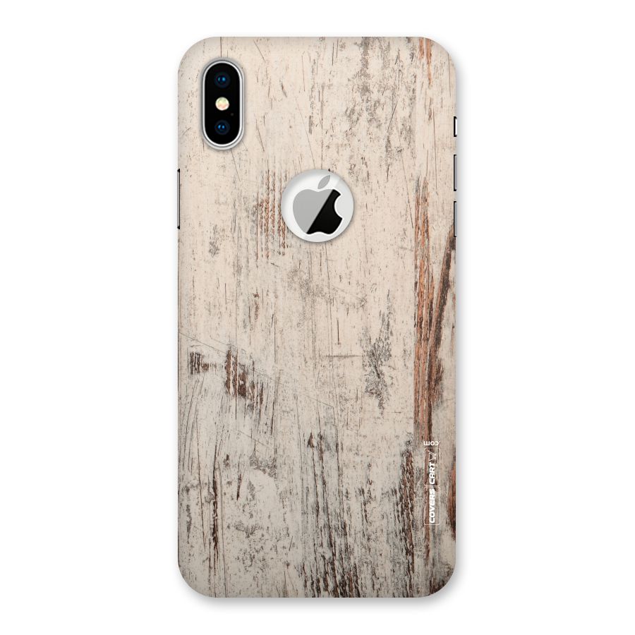 Rugged Wooden Texture Back Case for iPhone XS Logo Cut