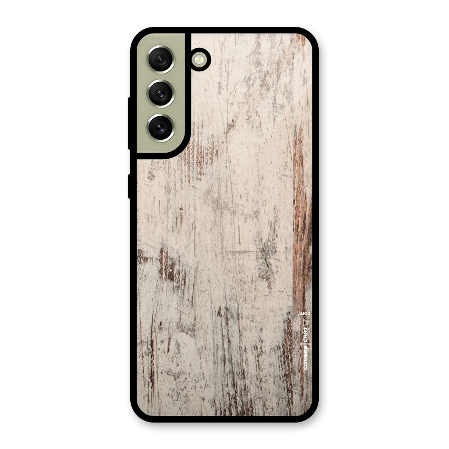 Rugged Wooden Texture Glass Back Case for Galaxy S21 FE 5G