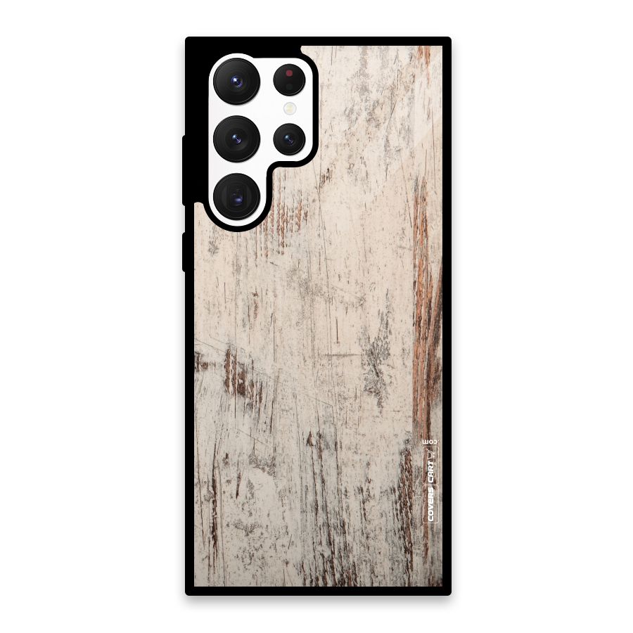Rugged Wooden Texture Glass Back Case for Galaxy S22 Ultra 5G