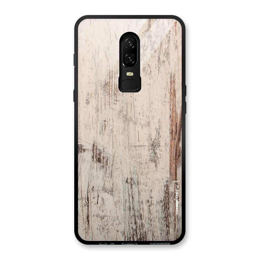 Rugged Wooden Texture Glass Back Case for OnePlus 6