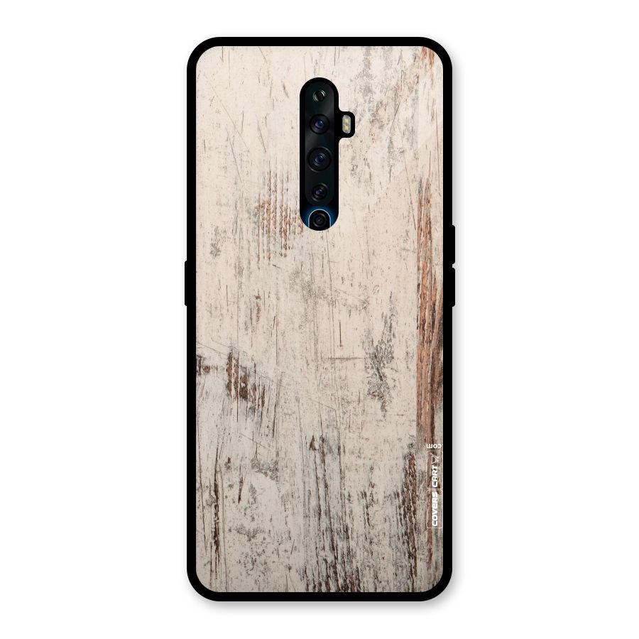 Rugged Wooden Texture Glass Back Case for Oppo Reno2 F