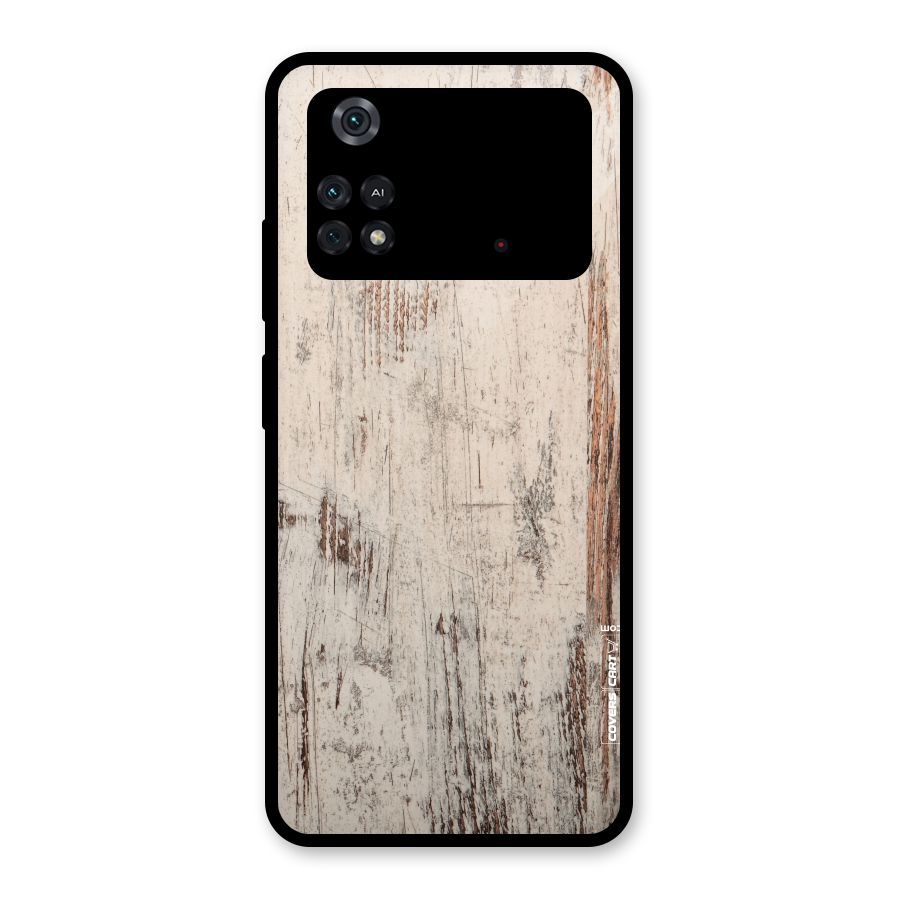 Rugged Wooden Texture Glass Back Case for Poco M4 Pro 4G