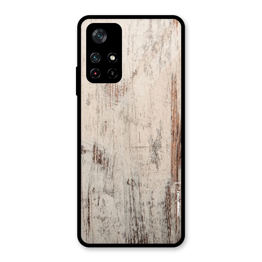 Rugged Wooden Texture Glass Back Case for Poco M4 Pro 5G