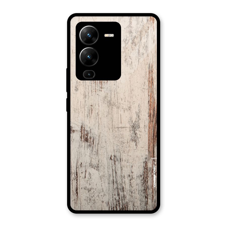 Rugged Wooden Texture Glass Back Case for Vivo V25 Pro