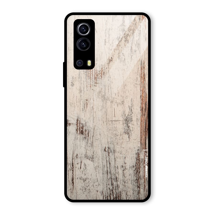 Rugged Wooden Texture Glass Back Case for Vivo iQOO Z3