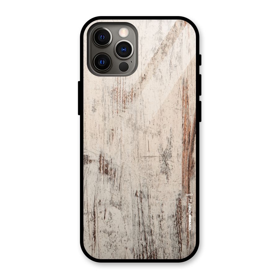 Rugged Wooden Texture Glass Back Case for iPhone 12 Pro