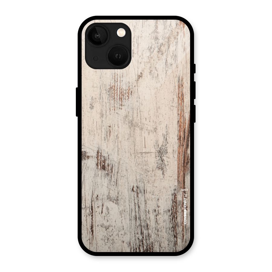 Rugged Wooden Texture Glass Back Case for iPhone 13