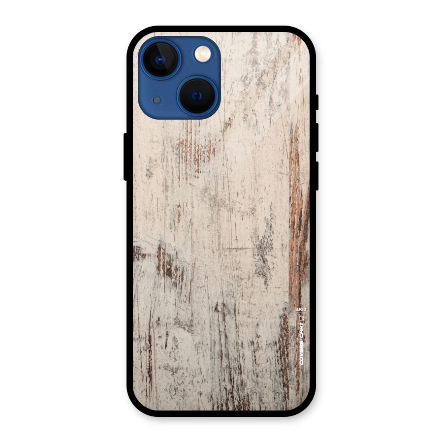 Rugged Wooden Texture Glass Back Case for iPhone 13 Mini
