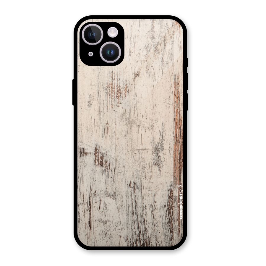 Rugged Wooden Texture Glass Back Case for iPhone 14 Plus