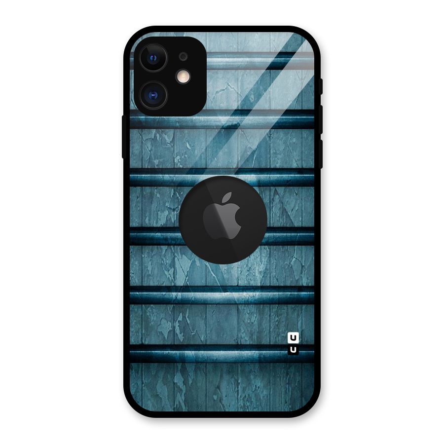 Rustic Blue Shelf Glass Back Case for iPhone 11 Logo Cut