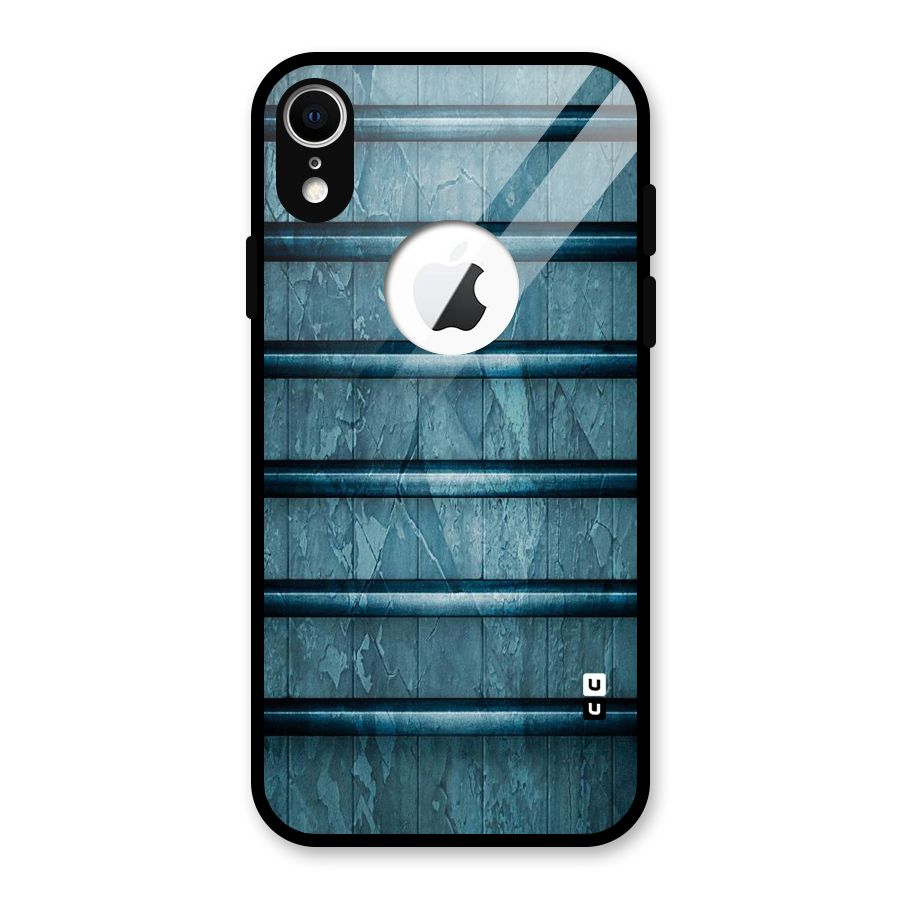 Rustic Blue Shelf Glass Back Case for iPhone XR Logo Cut