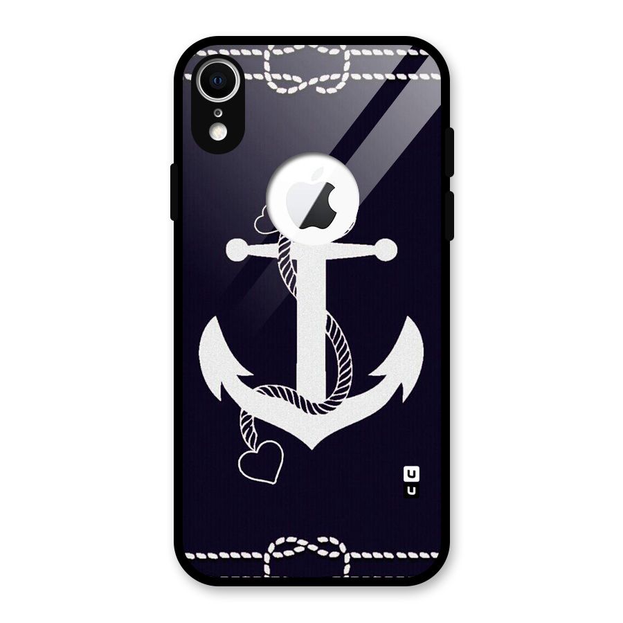 Sail Anchor Glass Back Case for iPhone XR Logo Cut