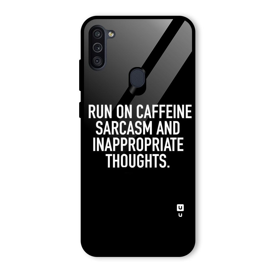 Sarcasm And Caffeine Glass Back Case for Galaxy M11