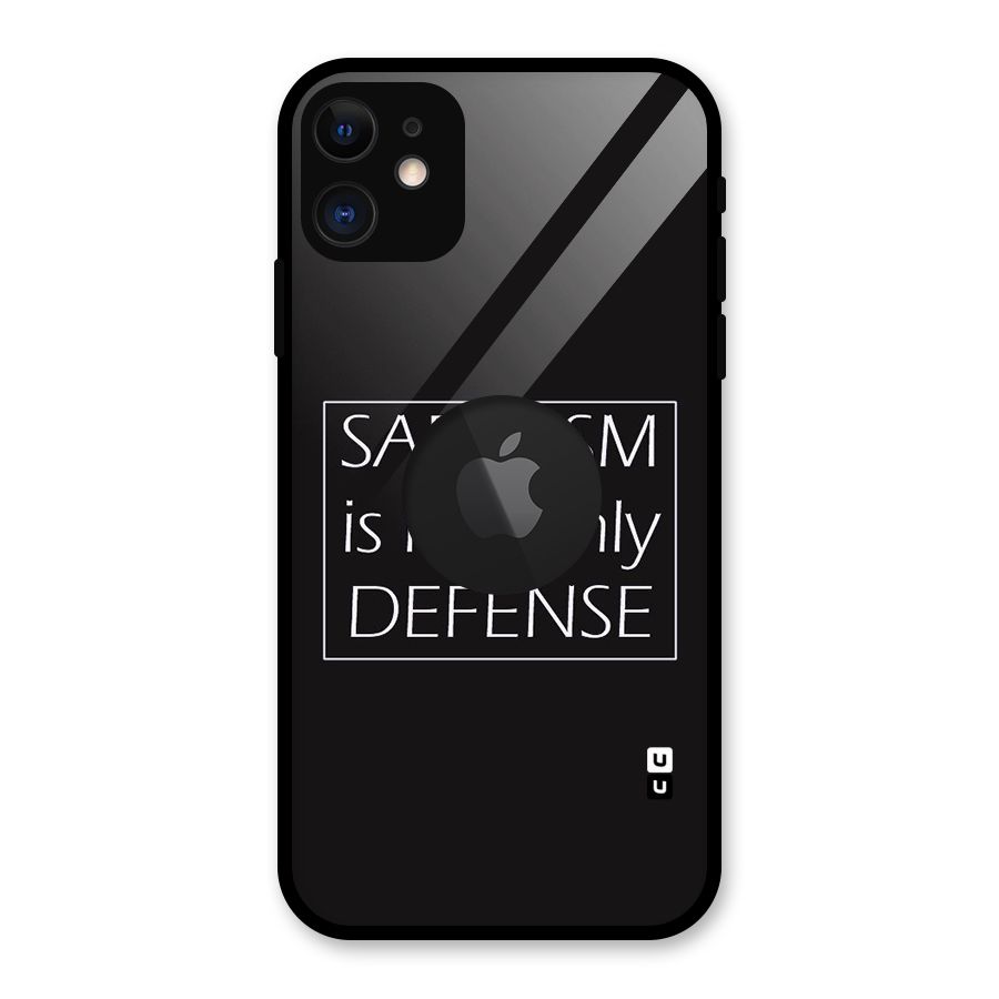 Sarcasm Defence Glass Back Case for iPhone 11 Logo Cut