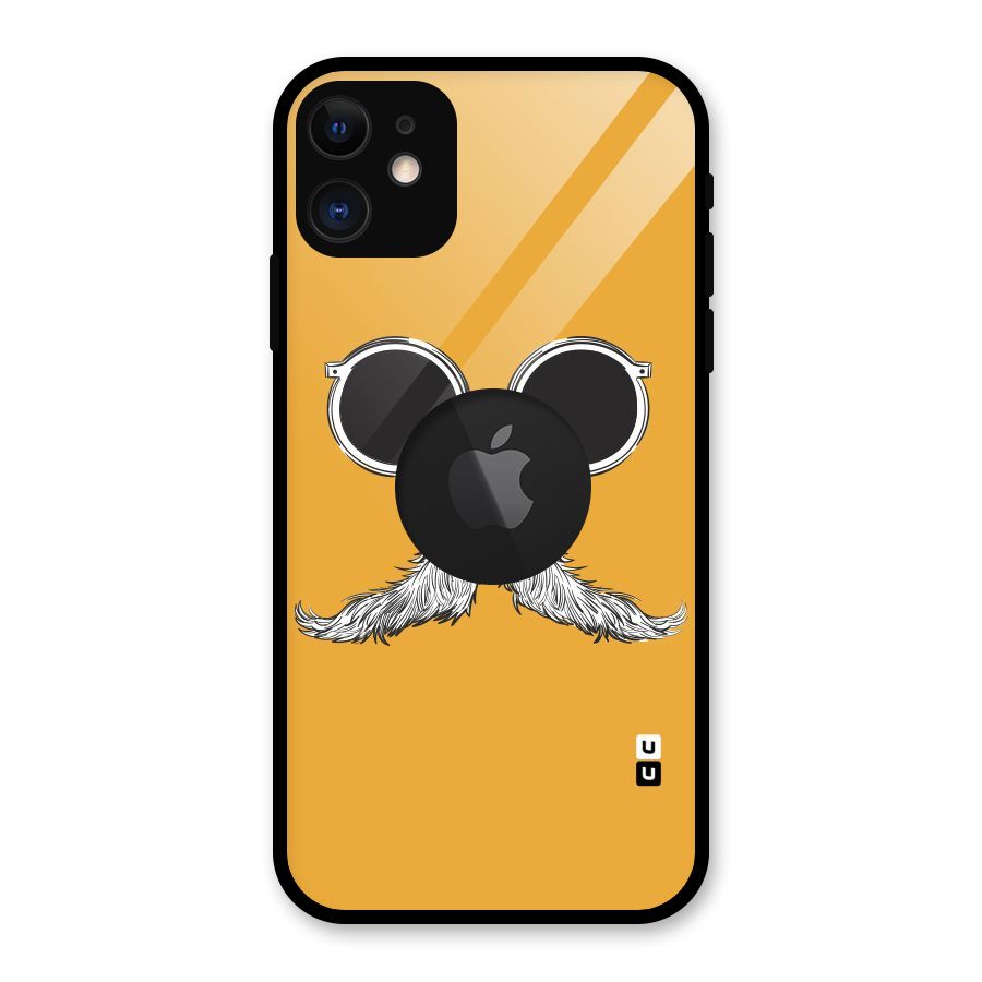 Sassy Mustache Glass Back Case for iPhone 11 Logo Cut