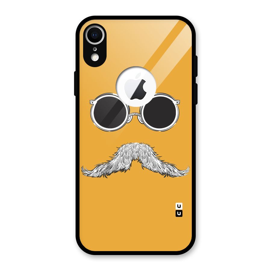Sassy Mustache Glass Back Case for iPhone XR Logo Cut