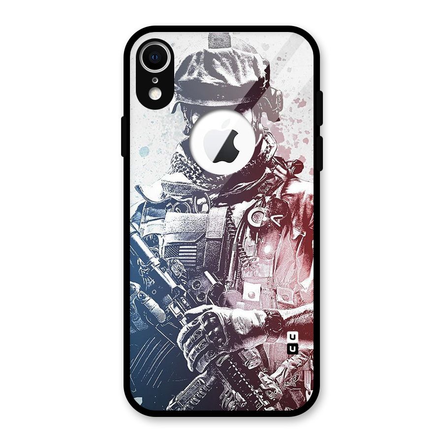 Saviour Glass Back Case for iPhone XR Logo Cut