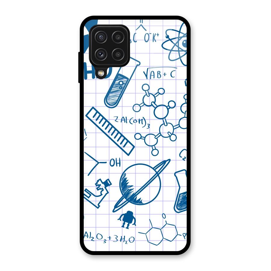 Science Notebook Glass Back Case for Galaxy A22 4G