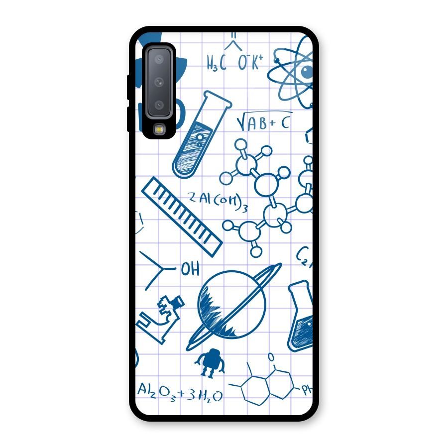 Science Notebook Glass Back Case for Galaxy A7 (2018)
