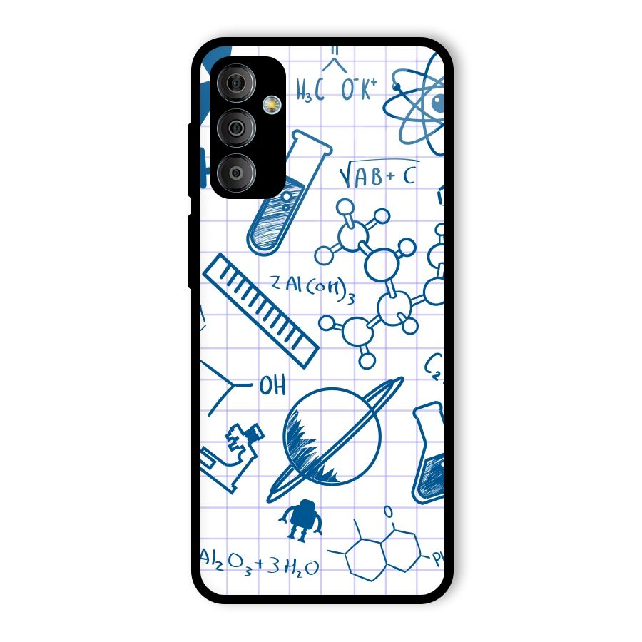 Science Notebook Glass Back Case for Galaxy F23