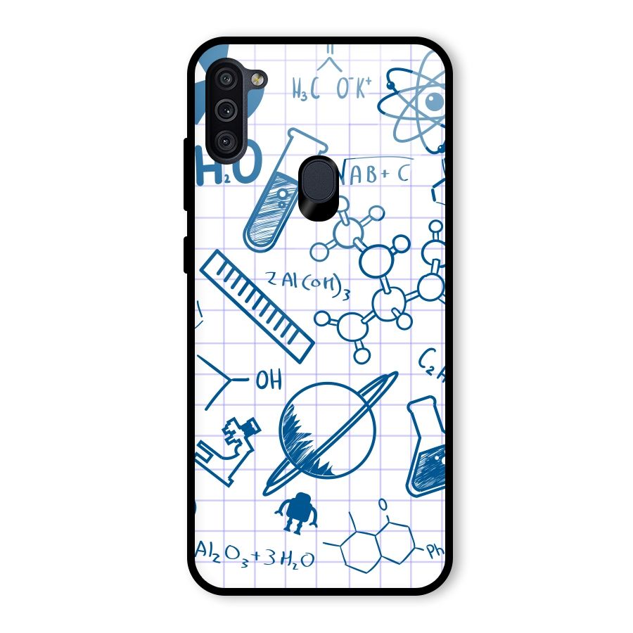 Science Notebook Glass Back Case for Galaxy M11