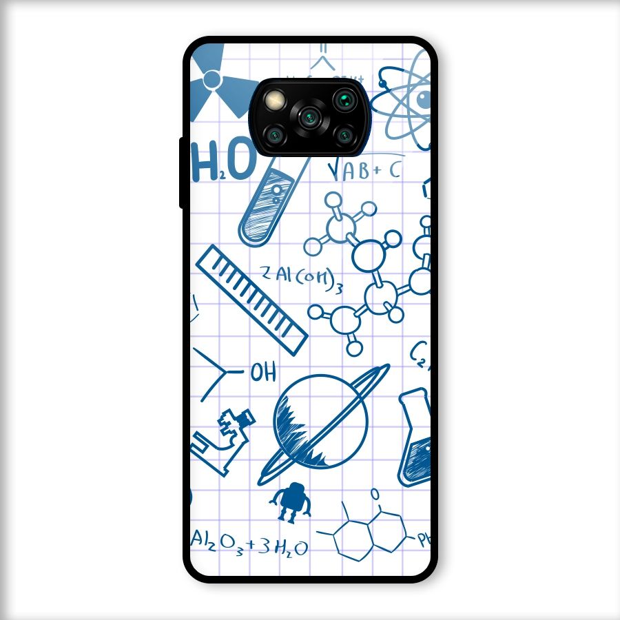 Science Notebook Glass Back Case for Poco X3