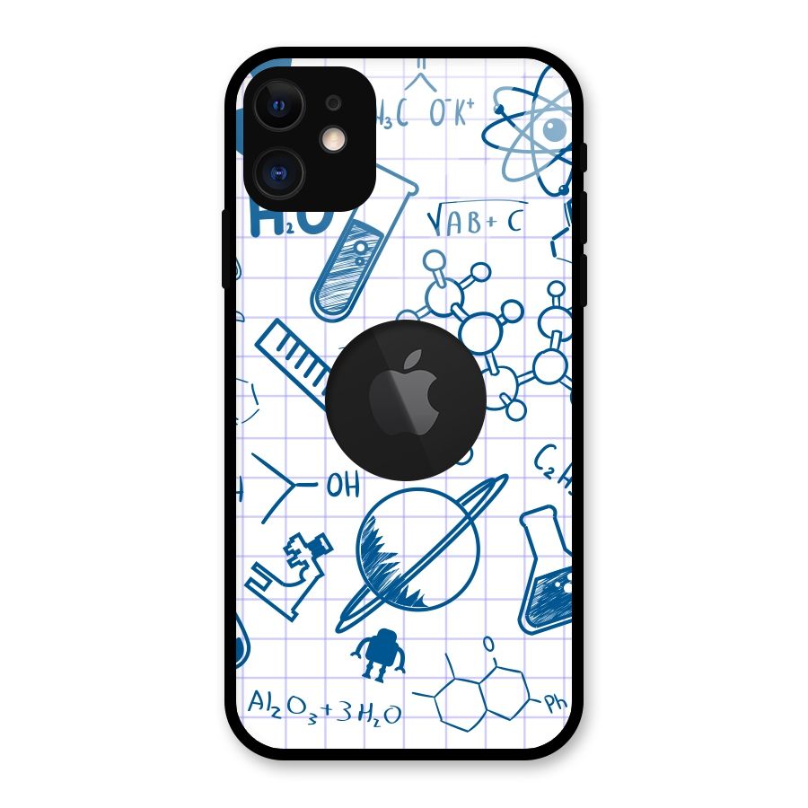 Science Notebook Glass Back Case for iPhone 11 Logo Cut