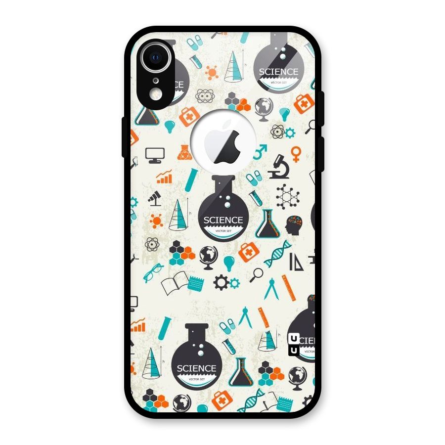 Science Side Glass Back Case for iPhone XR Logo Cut