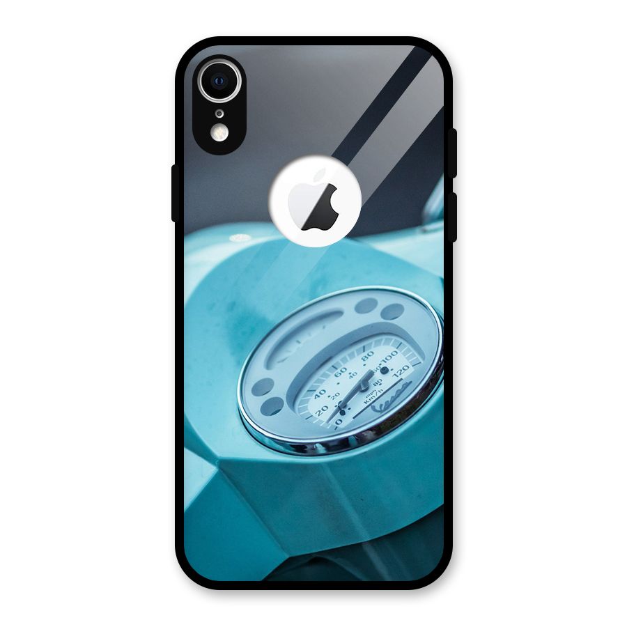 Scooter Meter Glass Back Case for iPhone XR Logo Cut