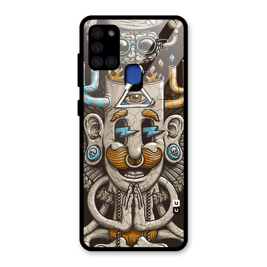 Sculpture Design Glass Back Case for Galaxy A21s