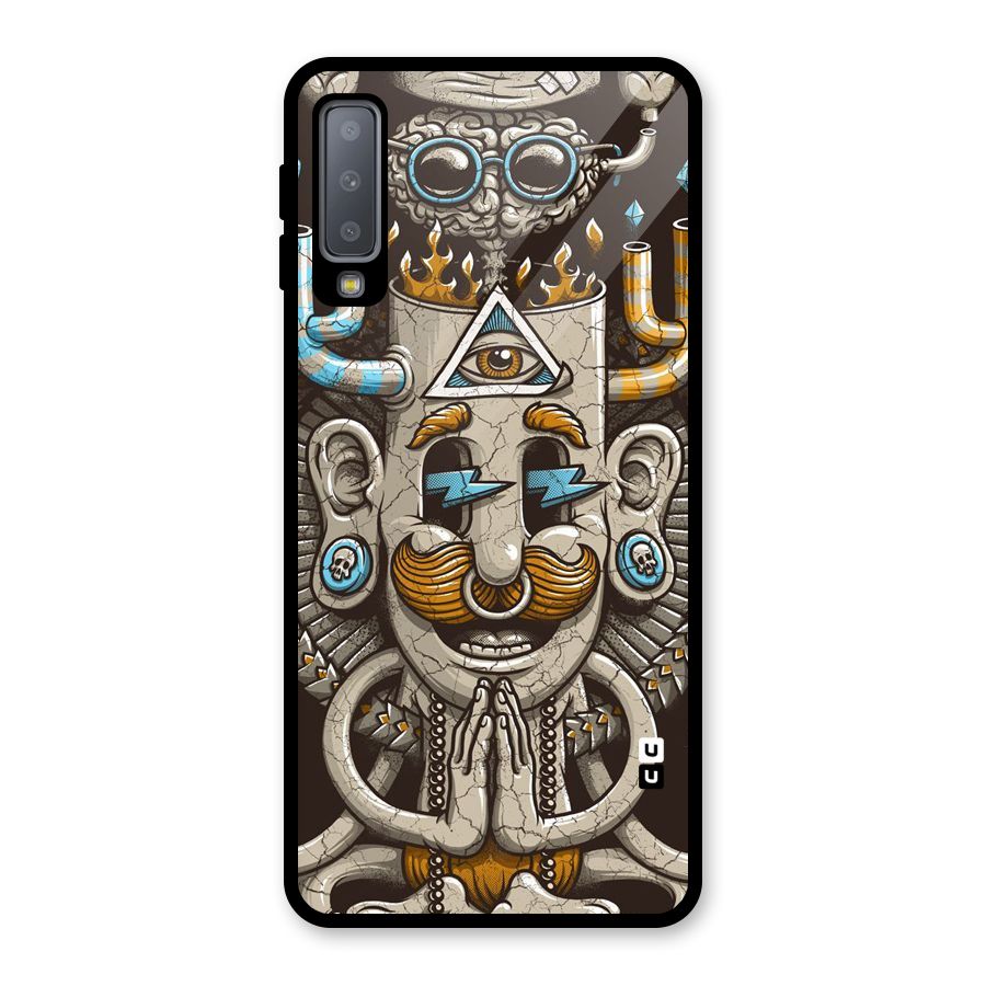 Sculpture Design Glass Back Case for Galaxy A7 (2018)