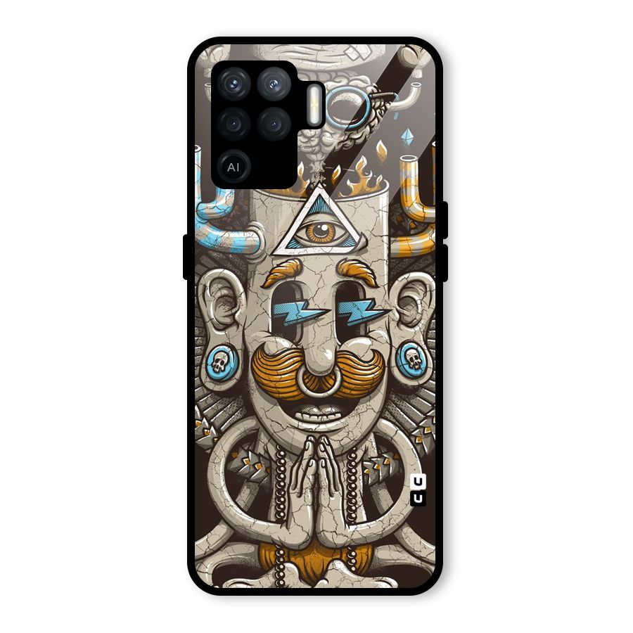Sculpture Design Glass Back Case for Oppo F19 Pro