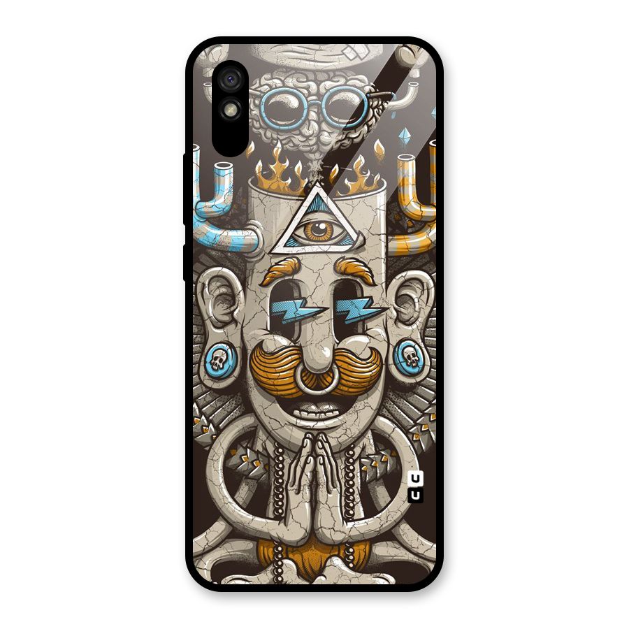 Sculpture Design Glass Back Case for Redmi 9i