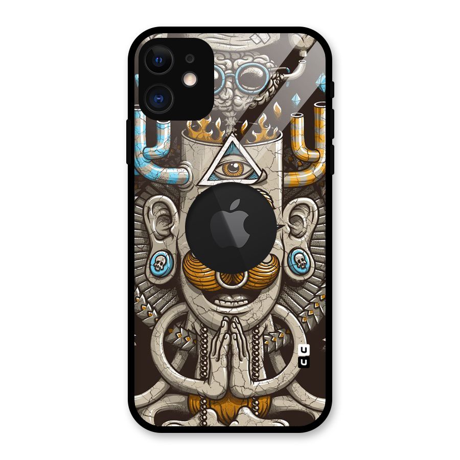 Sculpture Design Glass Back Case for iPhone 11 Logo Cut