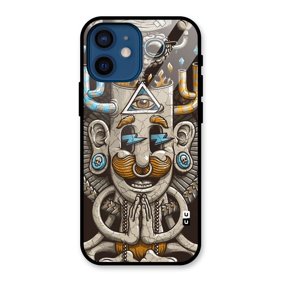 Sculpture Design Glass Back Case for iPhone 12 Mini