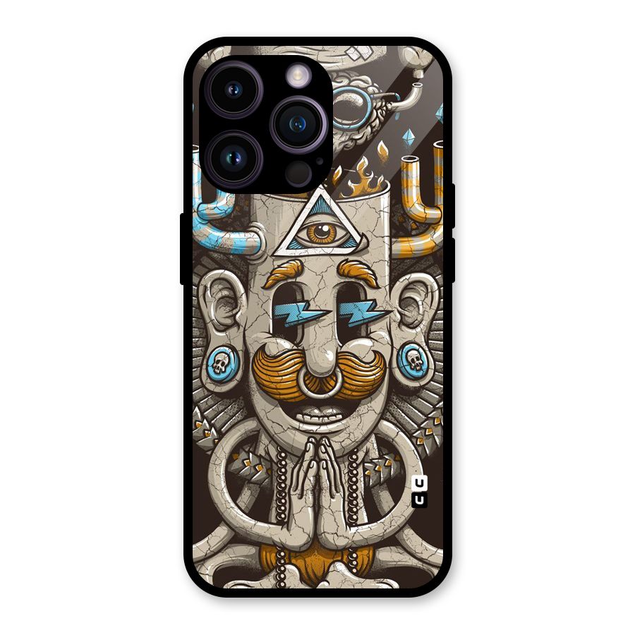 Sculpture Design Glass Back Case for iPhone 14 Pro Max