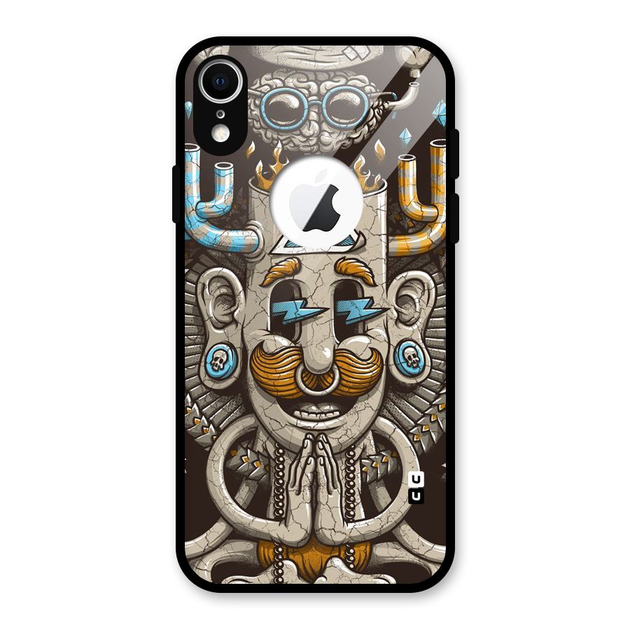Sculpture Design Glass Back Case for iPhone XR Logo Cut