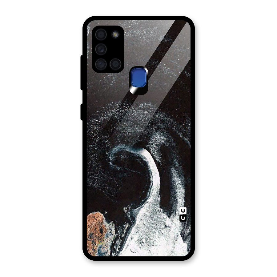 Sea Ice Space Art Glass Back Case for Galaxy A21s