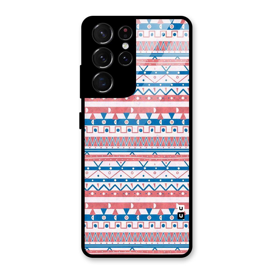 Seamless Ethnic Pattern Glass Back Case for Galaxy S21 Ultra 5G