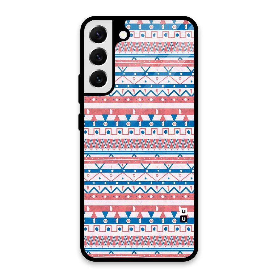 Seamless Ethnic Pattern Glass Back Case for Galaxy S22 Plus 5G