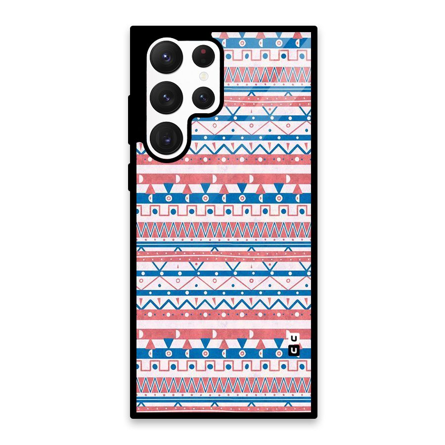 Seamless Ethnic Pattern Glass Back Case for Galaxy S22 Ultra 5G